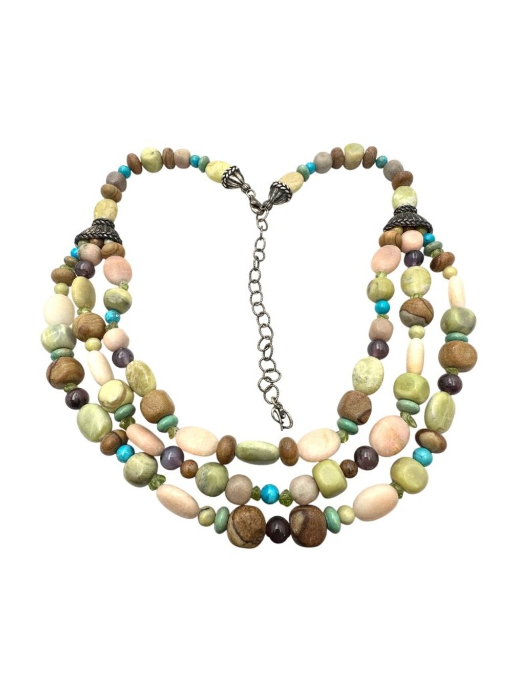 Carolyn Pollack Multi Gemstone Stelring Silver Necklace 18 to 22 Inch